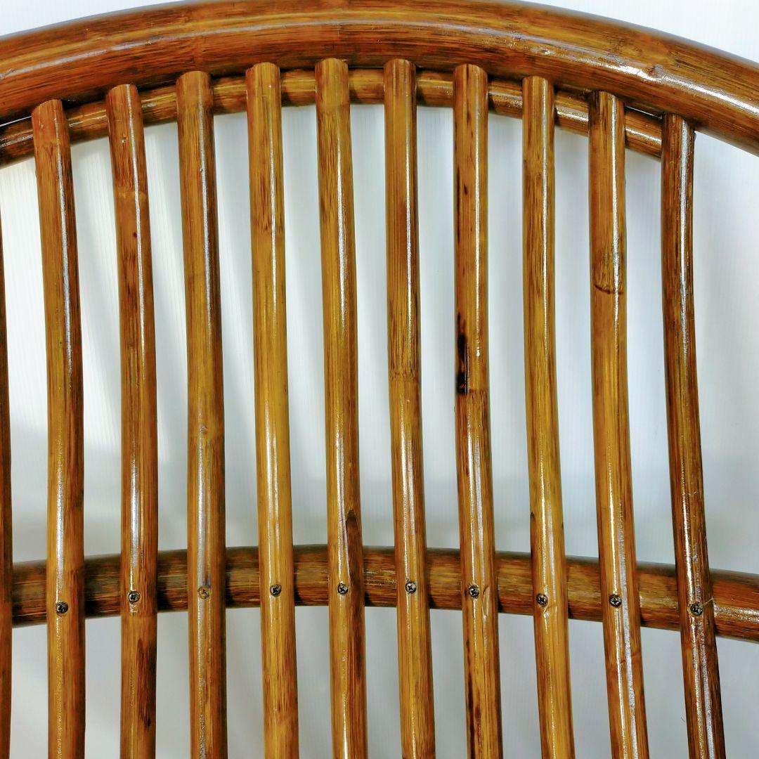 ラタンチェア 360度 回転式 籐家具 昭和レトロ 　クッション付き