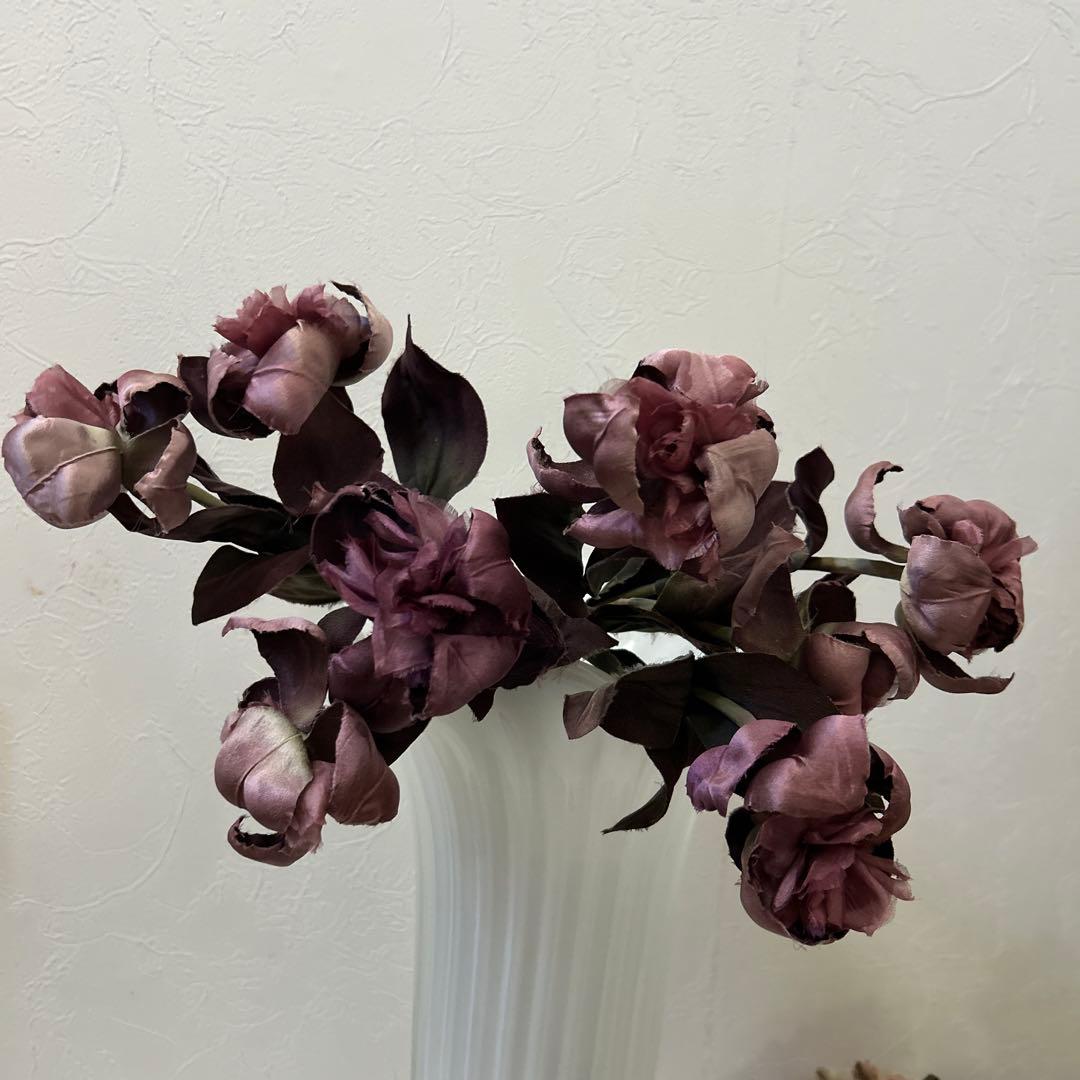 【染め花】チョコレート色の八重チューリップ8本　アートフラワーハンドメイド