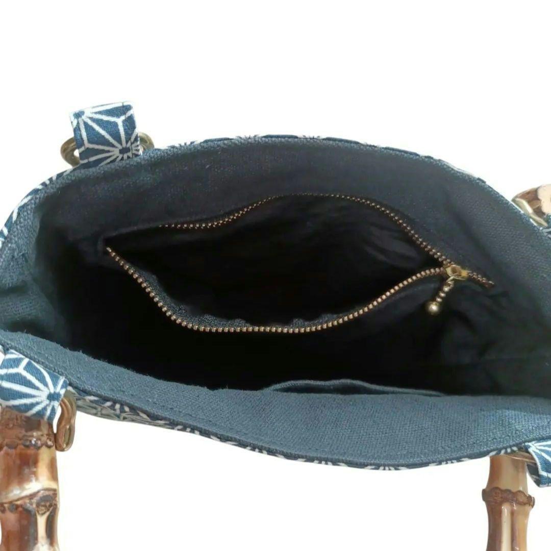 バンブー手提げ　麻の葉紋様　　和柄バッグ　お祭りバッグ　神輿　祭り用品