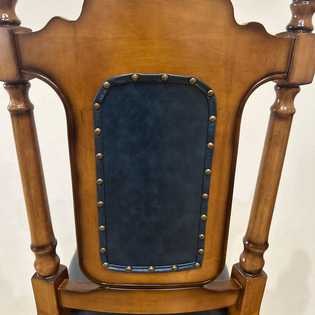 ネイビー　椅子　チェア　ダイニング　アンティーク　青