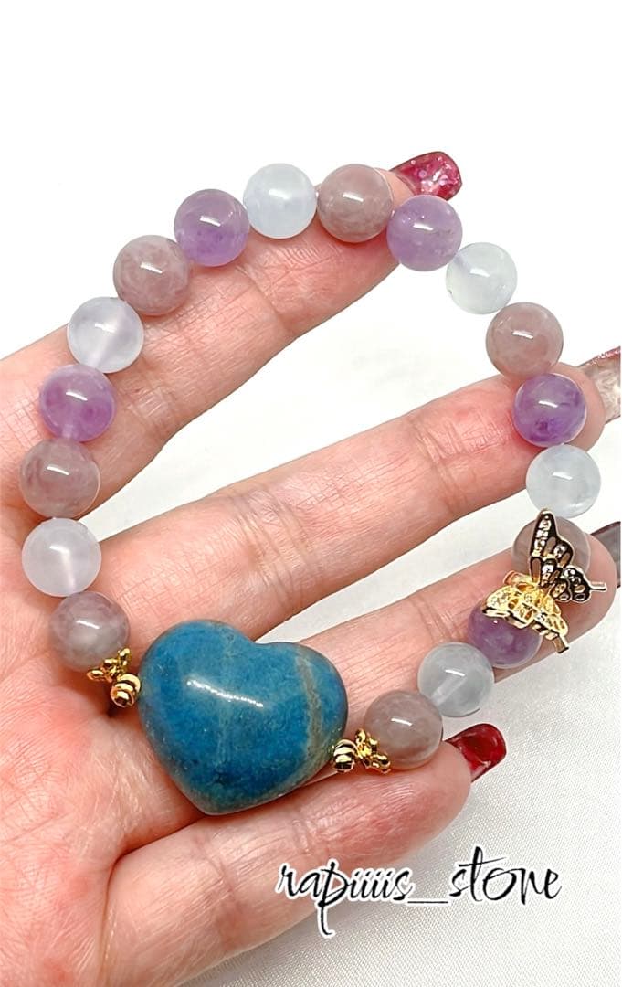 トロレアイト×ハート パープルローズクォーツ アクアマリン スーパーセブン