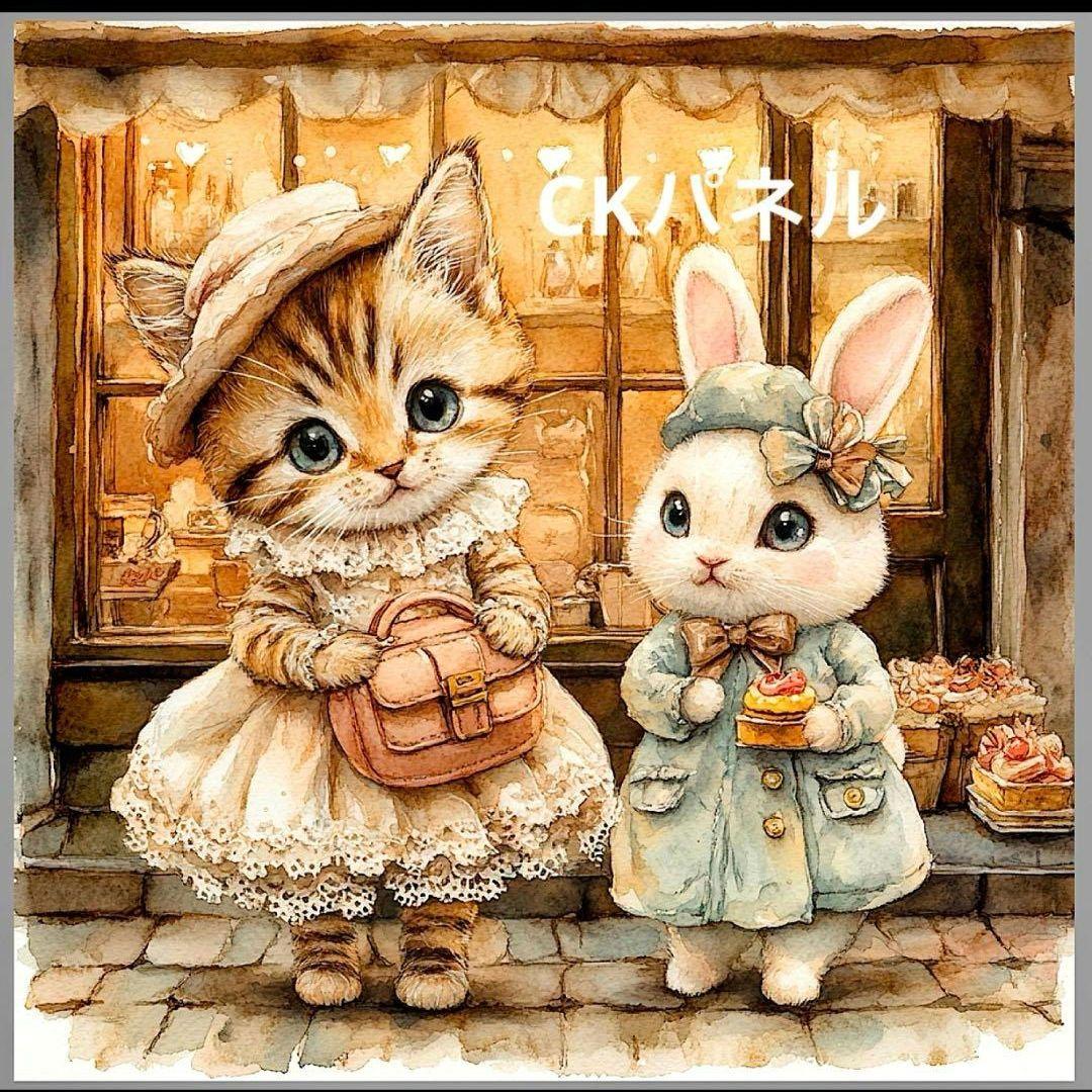 激レア限定10枚ねことうさぎパネル生地　ハンドメイド