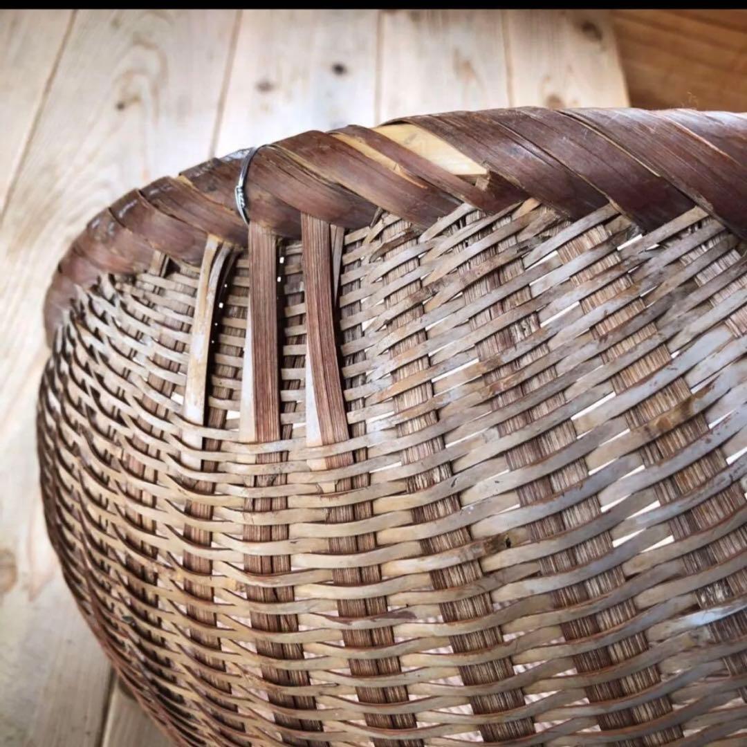 アンティーク　籠　バスケット　骨董籠