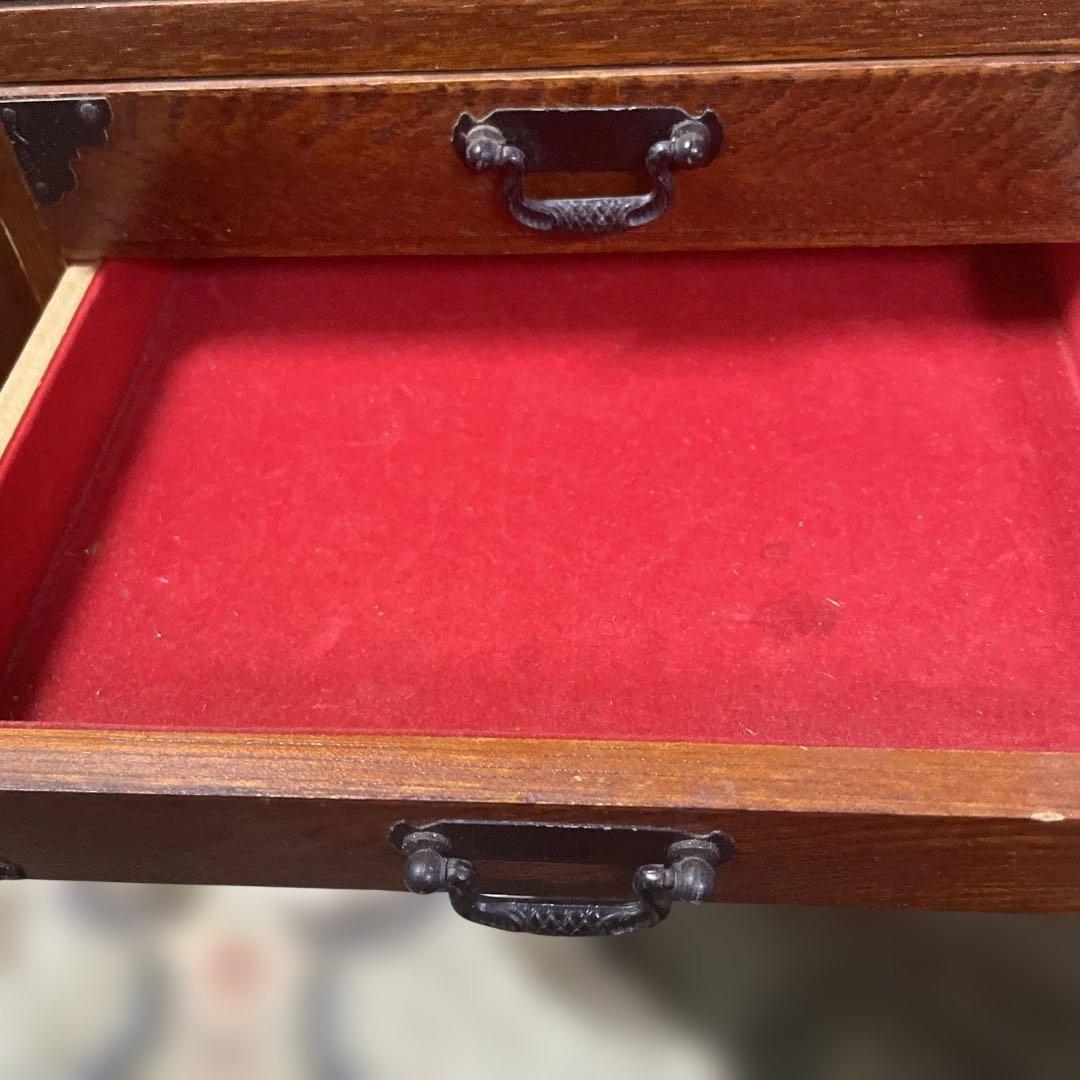 日本アンティーク裁縫箱　和風木製小物収納　小針箱　昭和レトロ　工芸品