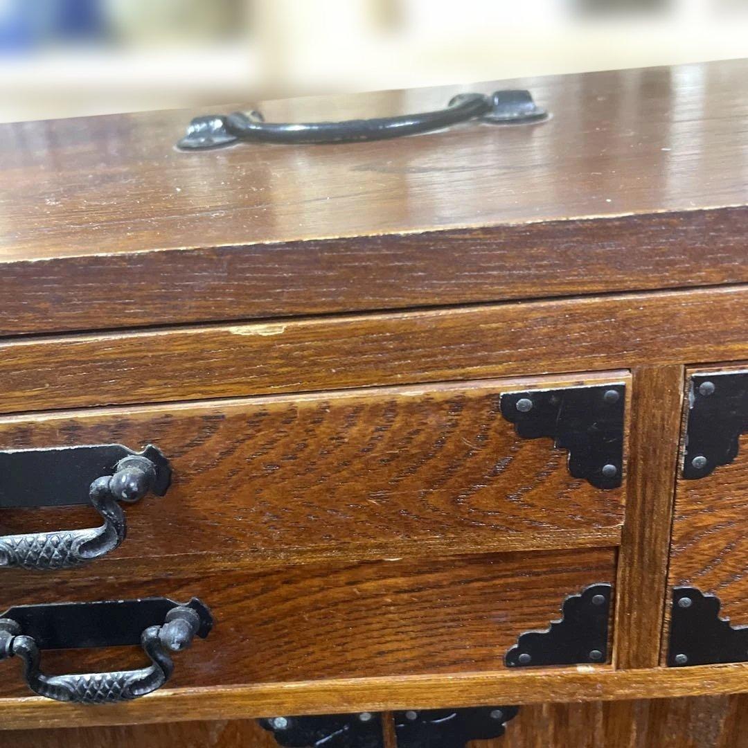 日本アンティーク裁縫箱　和風木製小物収納　小針箱　昭和レトロ　工芸品