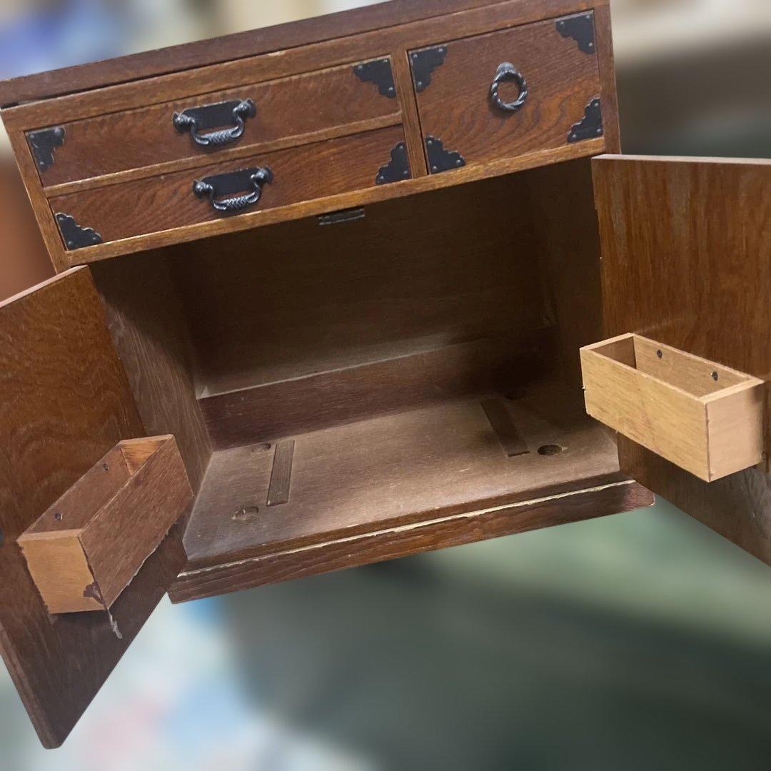 日本アンティーク裁縫箱　和風木製小物収納　小針箱　昭和レトロ　工芸品