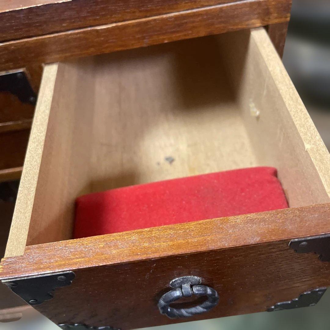 日本アンティーク裁縫箱　和風木製小物収納　小針箱　昭和レトロ　工芸品