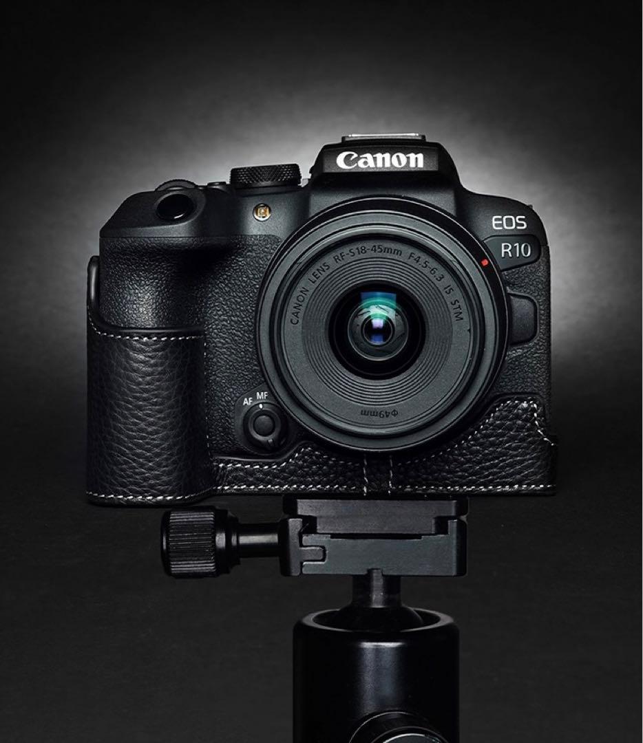 本革 新品 Canon キャノン EOS R10用 本革カメラケース ブラック