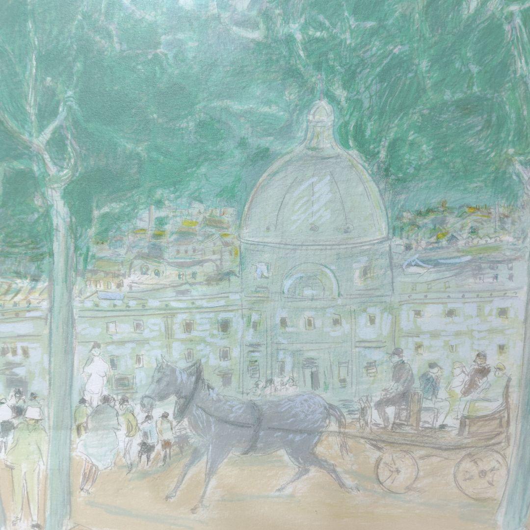 リトグラフ 版画 ジャン・フサロ／ボルゲーゼの泉 真作 額装