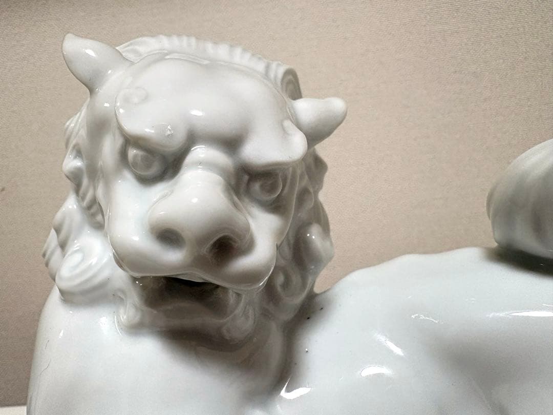 希少 入手困難品！ 深川製磁 オールド深川 白磁 獅子 置物 オブジェ