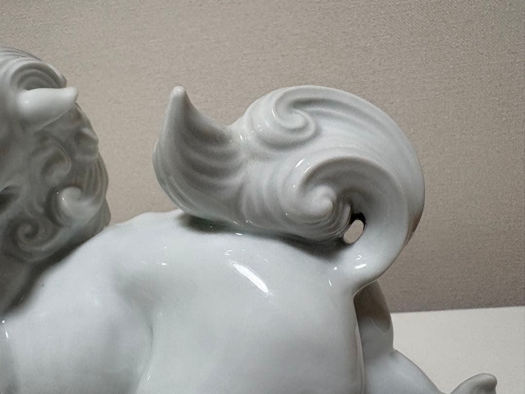 希少 入手困難品！ 深川製磁 オールド深川 白磁 獅子 置物 オブジェ