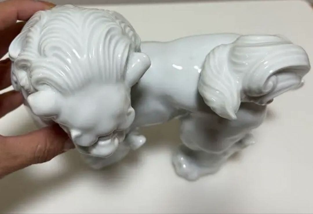 希少 入手困難品！ 深川製磁 オールド深川 白磁 獅子 置物 オブジェ