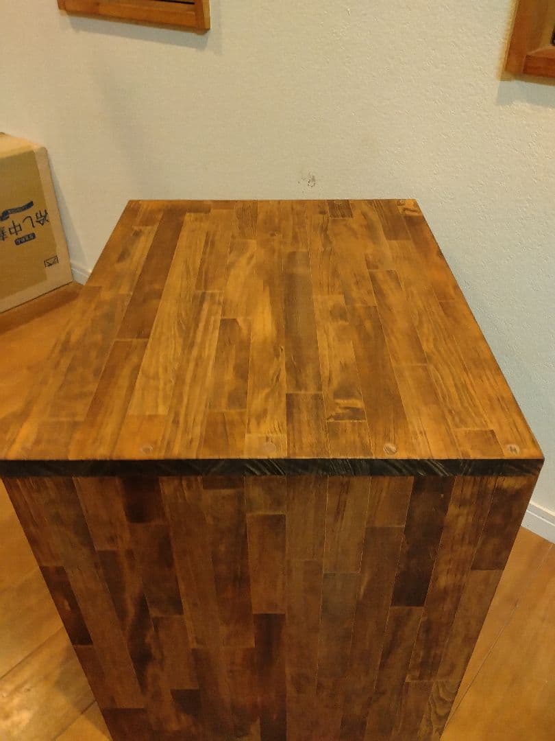 木製　ハンドメイド　オーダー　コの字　ワトコオイル　踏み台　サイドテーブル水槽台