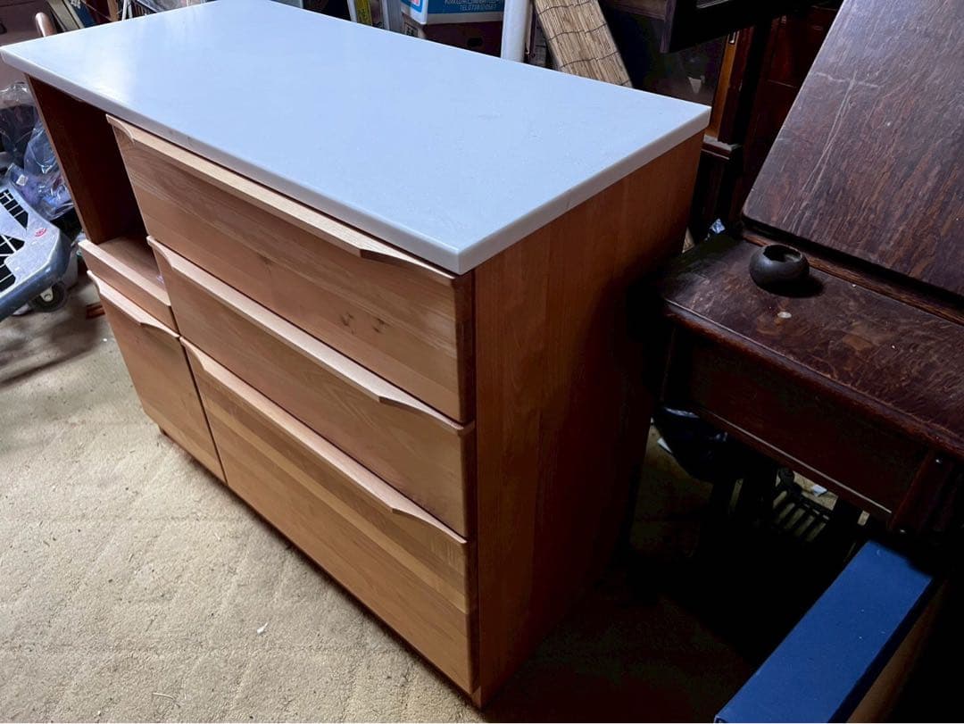 木製4段引き出しラック ホワイト天板