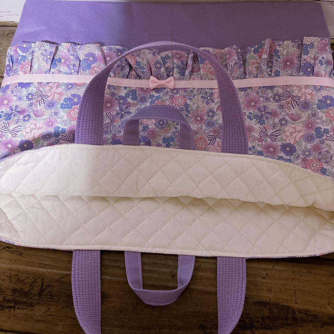 レッスンバッグ　体操服入れ　☆花がら　リボン　入園入学セット