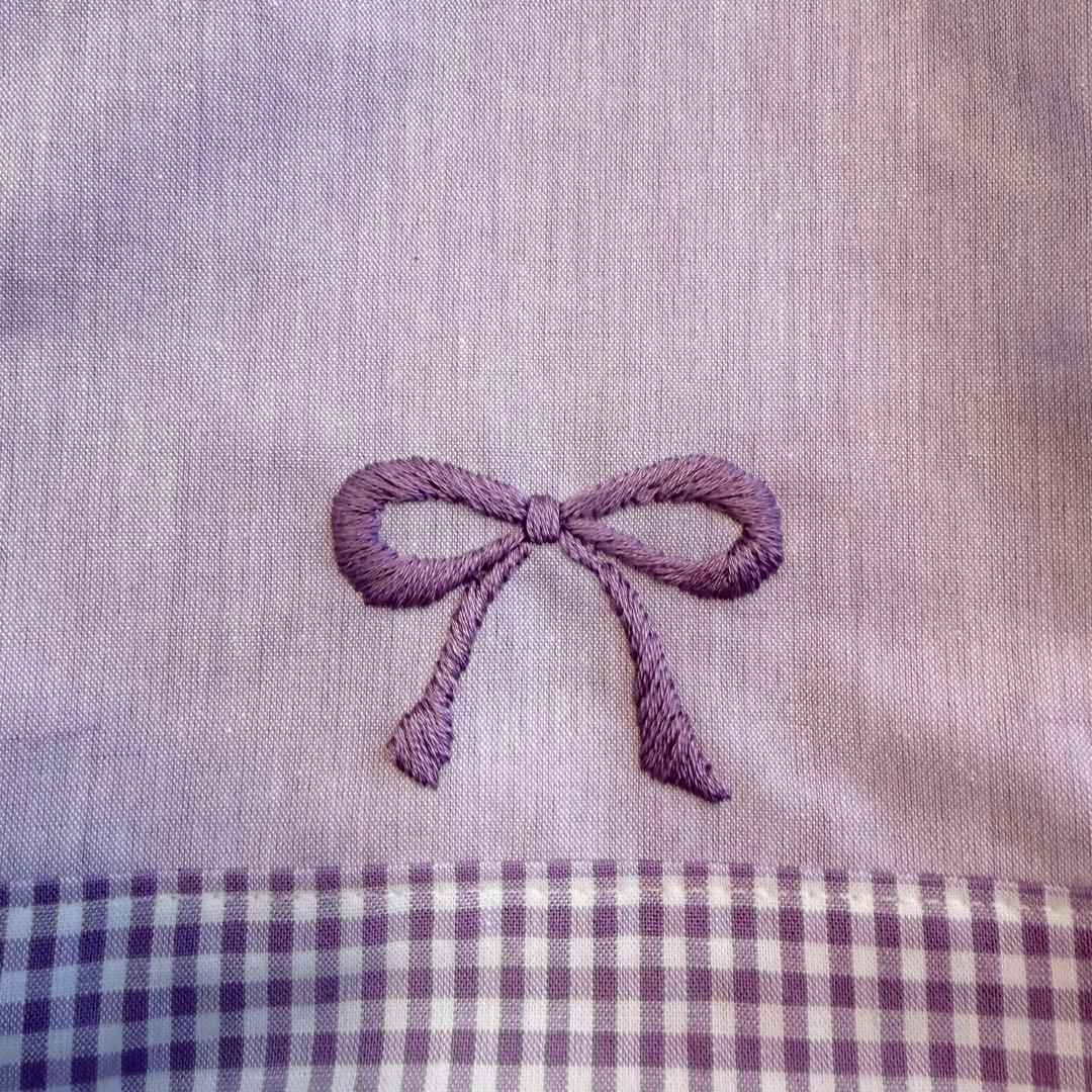 チェック　リボン　パープル　入園入学セット　レッスンバック　体操着袋　上履き袋