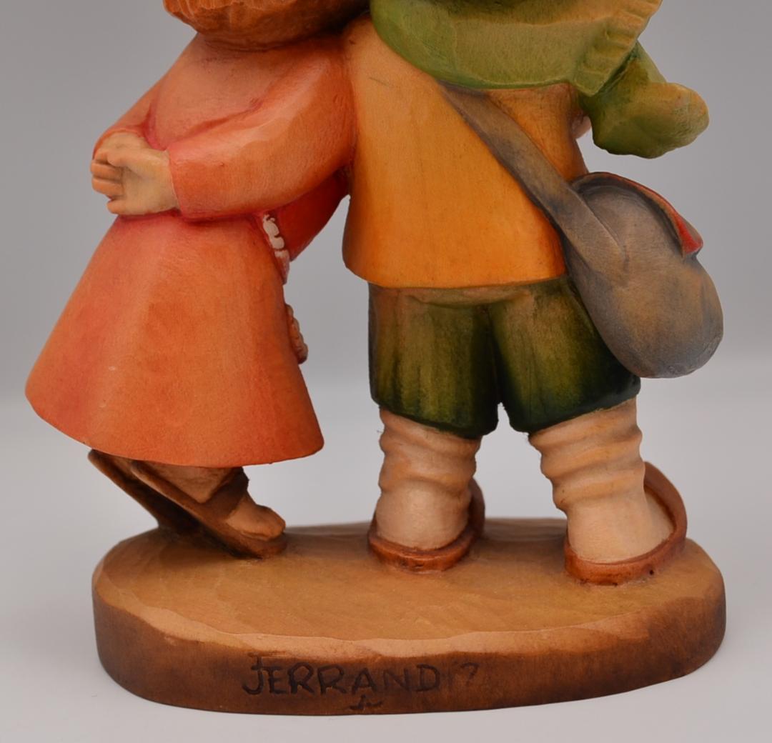 デュエット　アンリ　ANRI　フェランディス　木彫り人形　イタリア　14ｃｍ