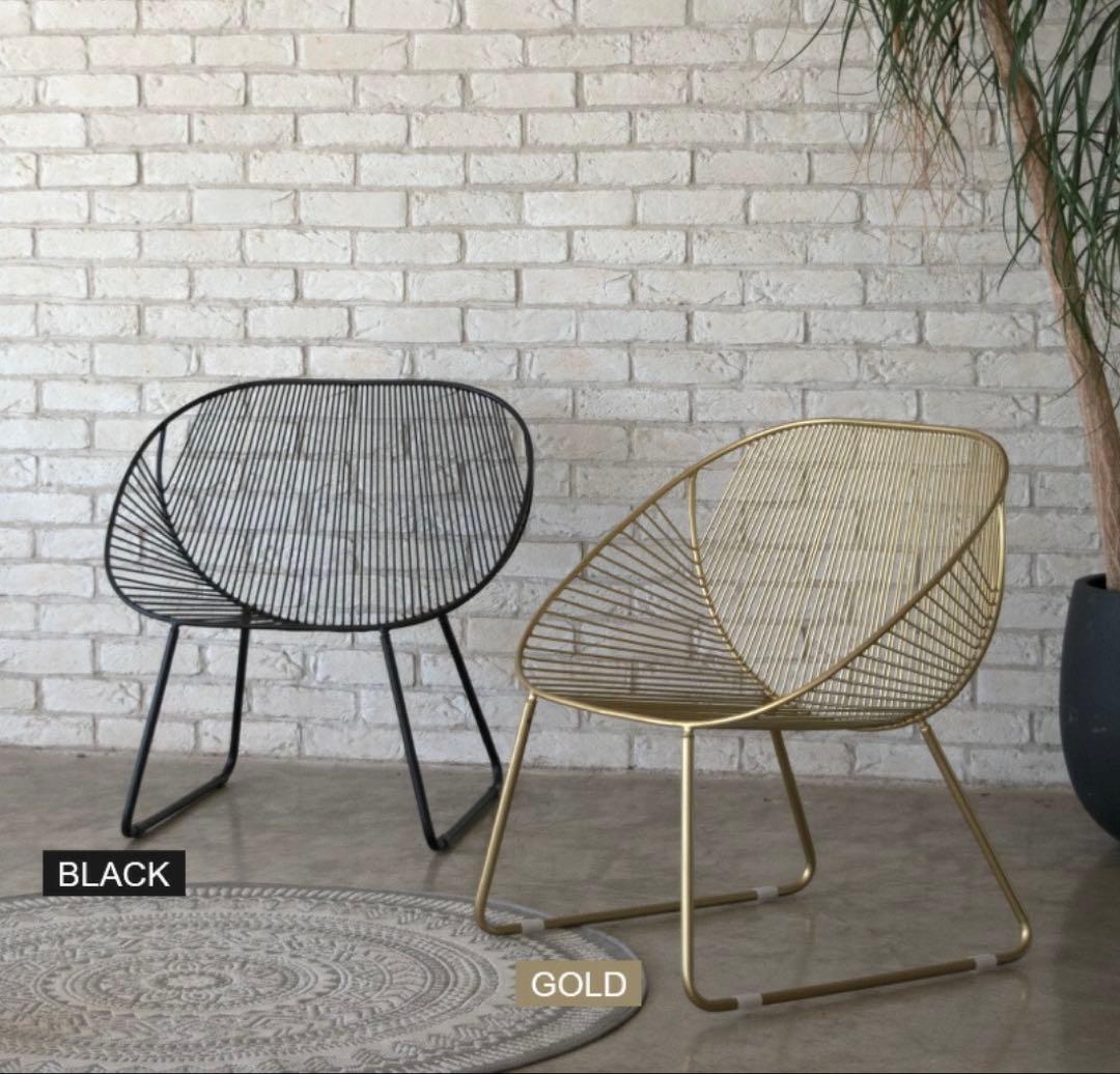 ワイヤーチェアー　椅子　ゴールド