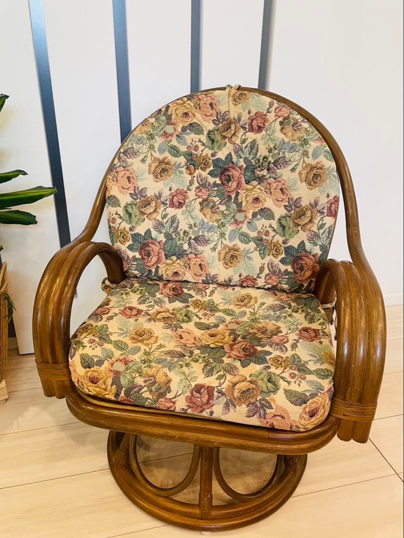 木製 ラタン 籐 藤 回転椅子 座椅子 イス いす 椅子 アームチェア