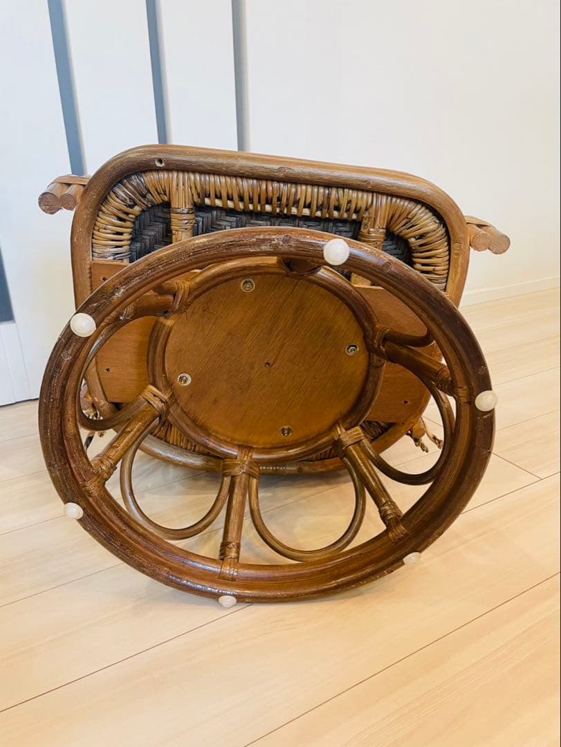 木製 ラタン 籐 藤 回転椅子 座椅子 イス いす 椅子 アームチェア