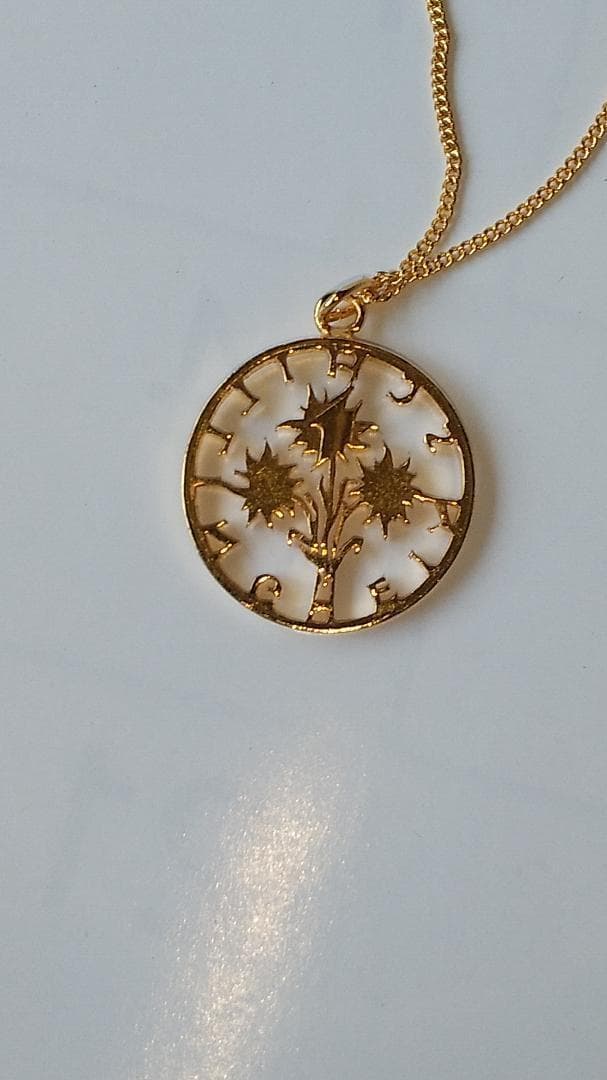 オーストリア エーデルワイス カットアウト  ネックレス 金鍍金仕上 新品