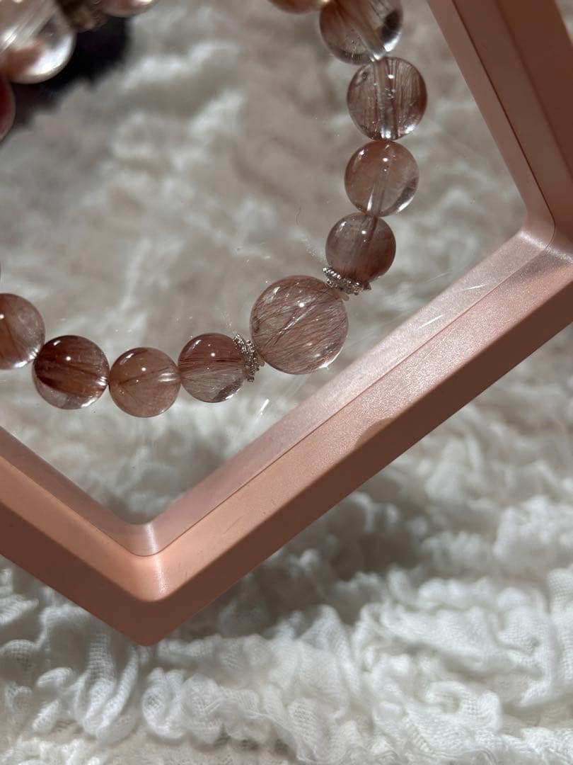 ラビットヘアピンク系ブレスとチャロアイトブレスのセット販売