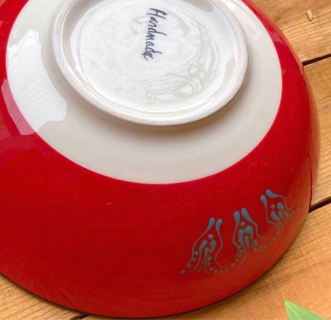 31.5cm☆新品☆【トルコ】陶器 特大サイズ ボウル ＊ 赤 ＊キュタフヤ＊
