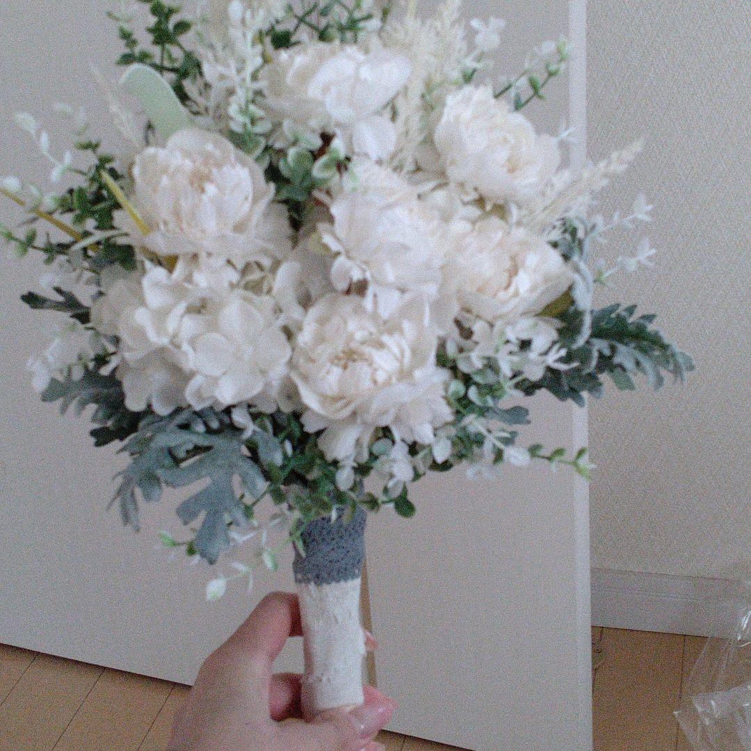 【値下げ！！】ピュアホワイトピオニーのクラッチブーケ　ブライダル