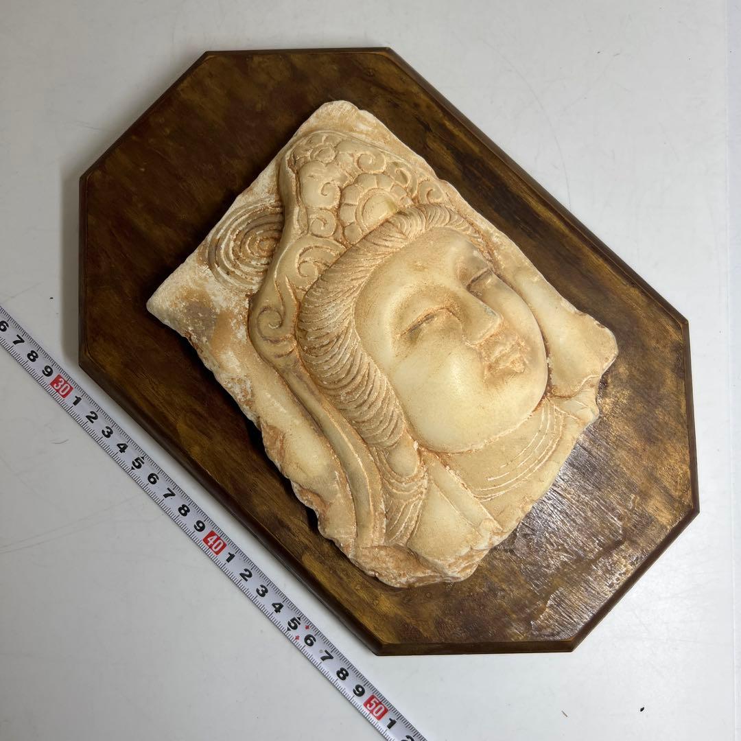 中国古玩 大理石 観音像 顔 1669g 東キ8-0315☆2F トヒオヒ