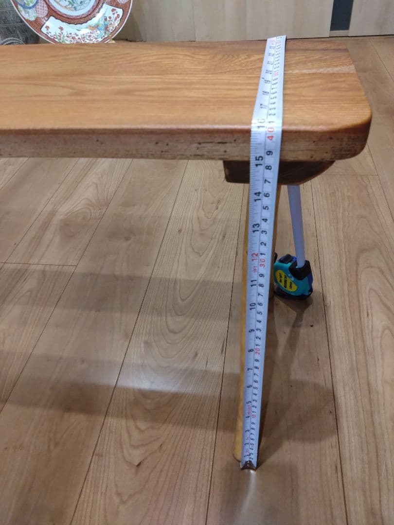 欅のベンチ79　値下げ❕テーブル　長寿のケヤキの杢目が綺麗ですよ❕脚は檜の硬い枝