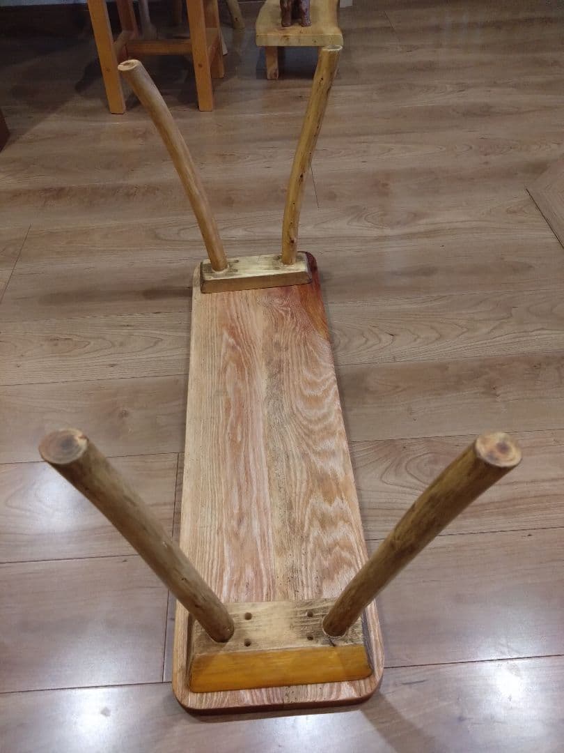 欅のベンチ79　値下げ❕テーブル　長寿のケヤキの杢目が綺麗ですよ❕脚は檜の硬い枝