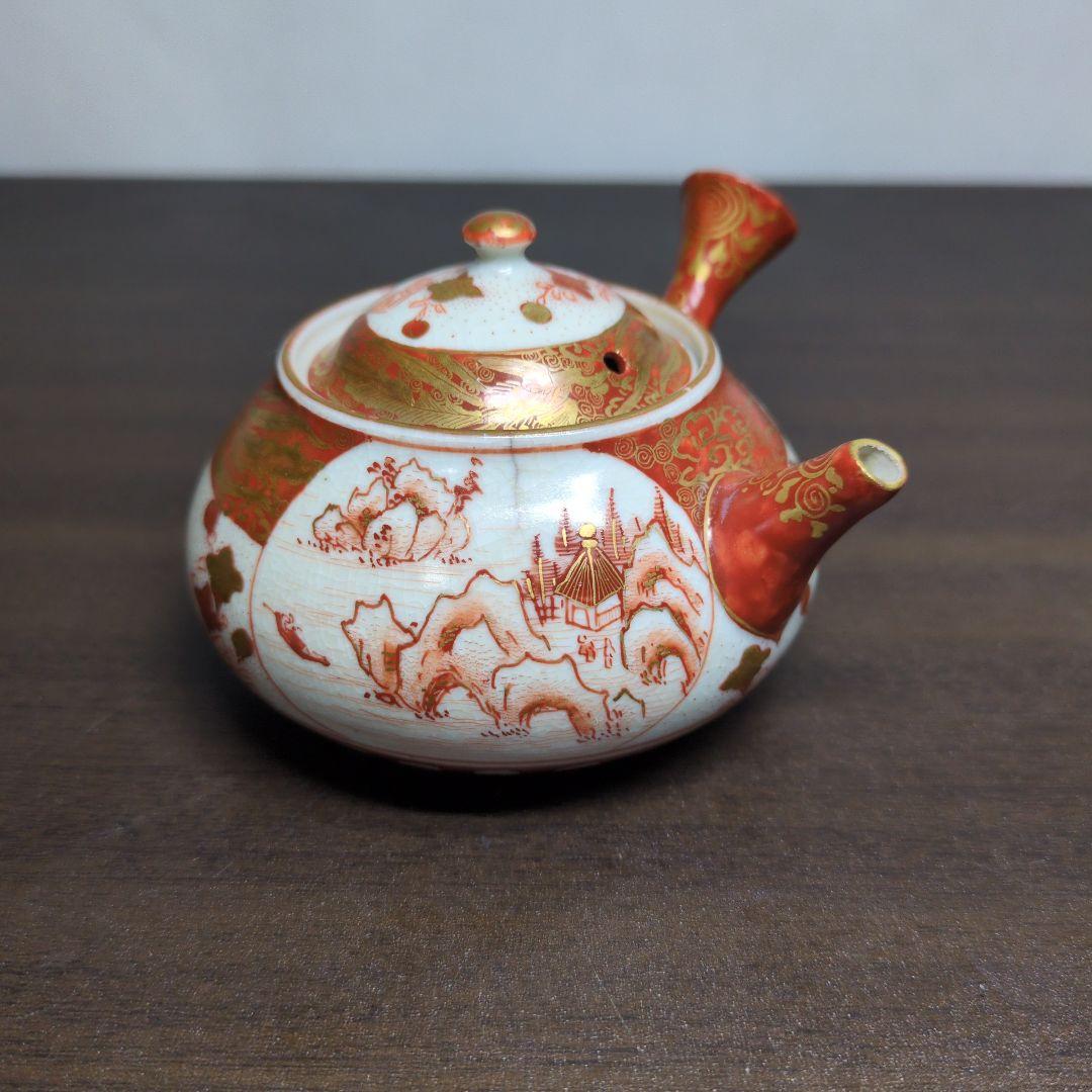 時代 九谷焼 金彩赤絵 盃 六客＆急須 セット