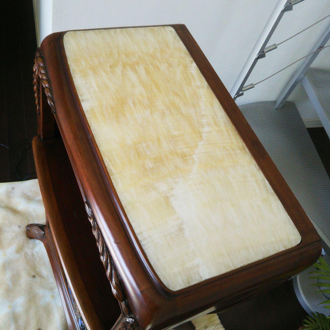 アンティーク コンソール 飾り棚 木製ステンドグラス サイドテーブル