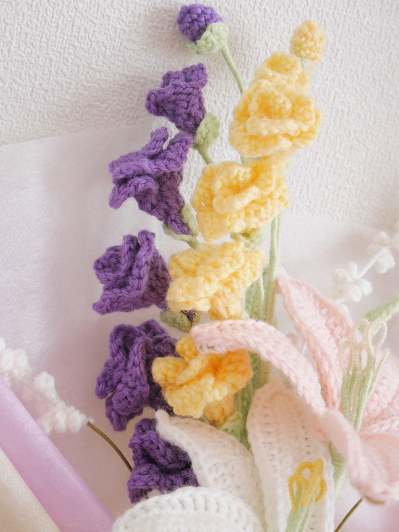 【フリージア】　枯れない花束 あみぐるみ プレゼント 誕生日 かぎ編み 毛糸の花