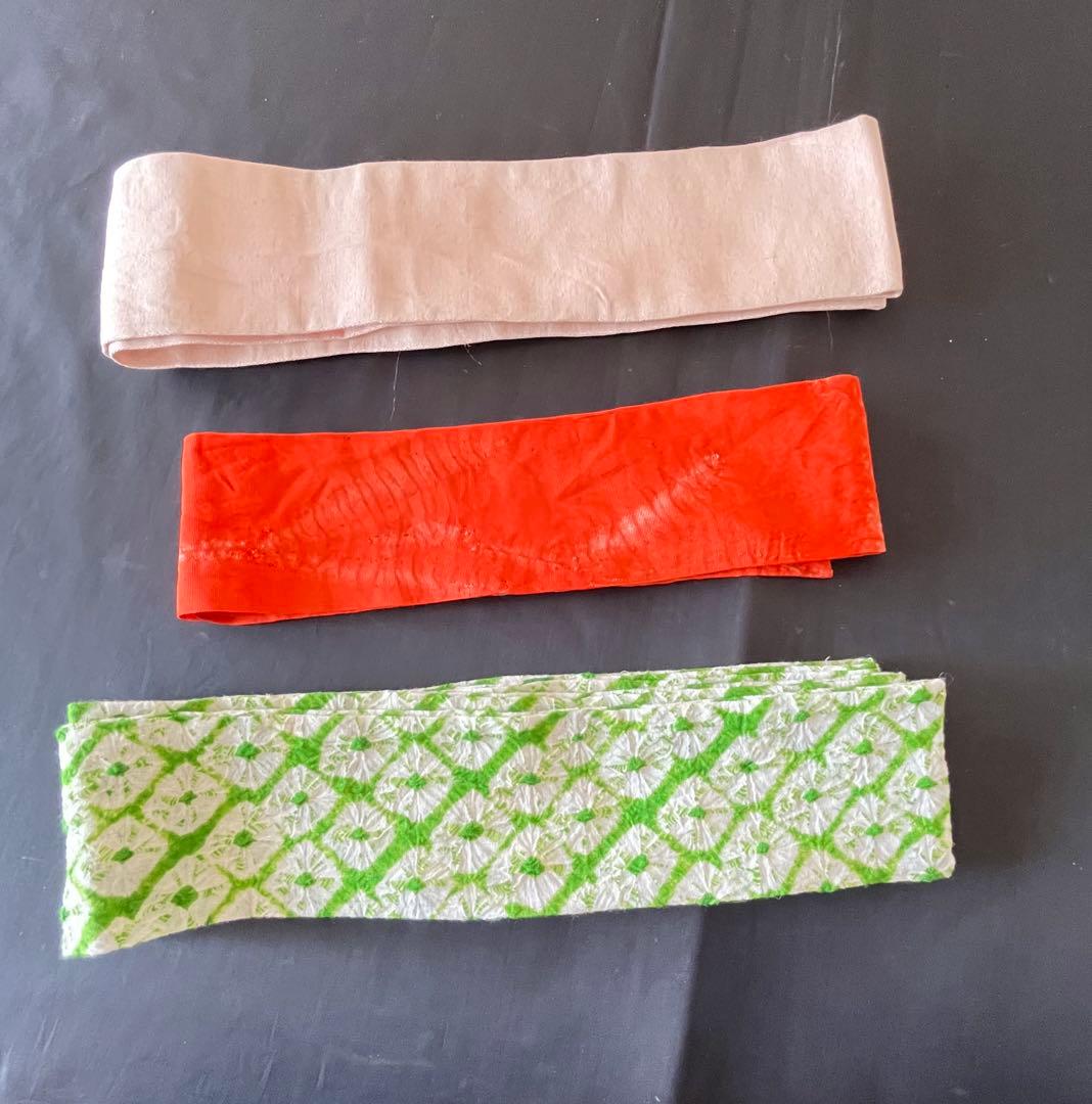 ▪️市松人形の着物・長襦袢・帯・髪飾りのセット10号　40cm位用▪️古布錦紗　縮緬