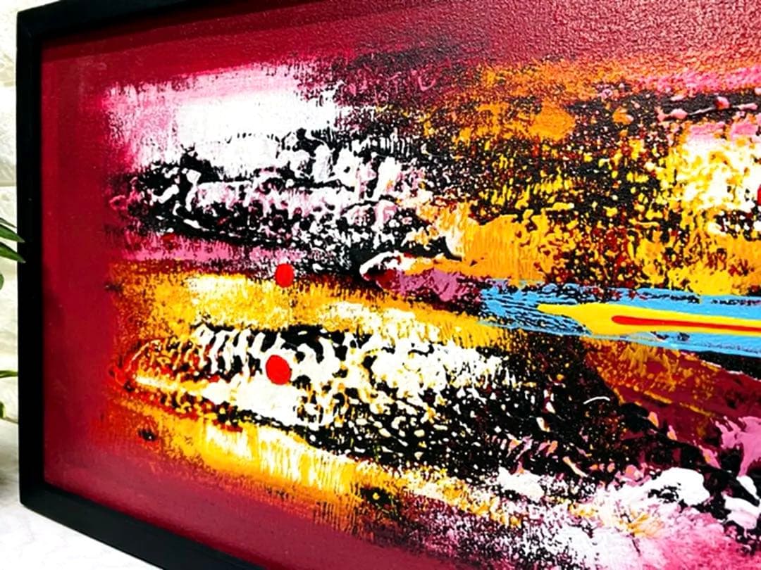 ⭐️【ABS1】✨在庫処分 お値下げバリ島 絵画 アブストラクト 抽象画フレーム