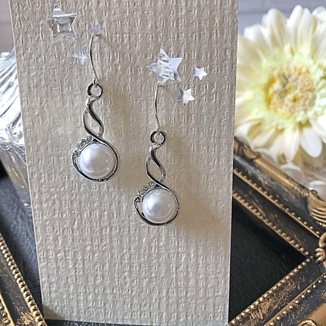 ☆196❤️パール　ひねり　ピアス　イヤリング　ハンドメイド