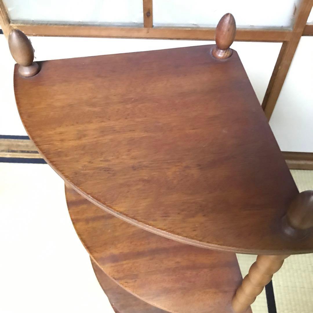 昭和レトロ　木製　4段　三角 コーナーラック　飾り棚