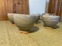 萩焼茶器揃 急須 茶注 湯呑 共箱付き　（玉佛山 野坂康起 ）