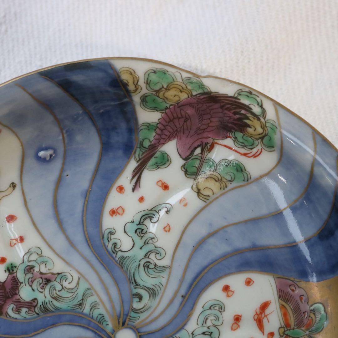 時代逸品！豪華絢爛　捻手金彩に舞う神獣たちの古伊万里　5寸皿プレート骨董古美術