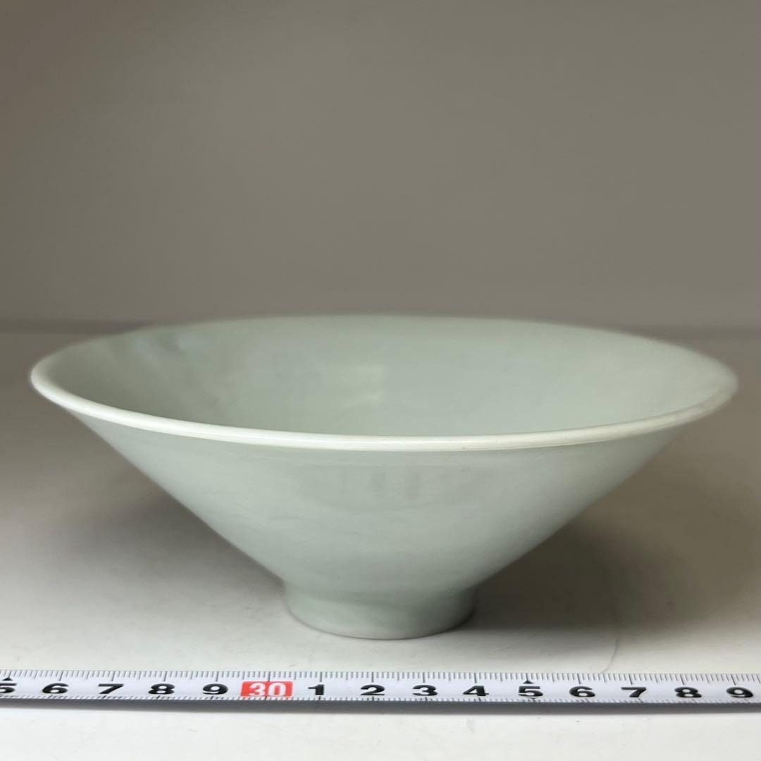 専用　中国宋代　青磁陰刻龍雲文茶碗 合箱 w15.3cm 東キ8-0326☆2F