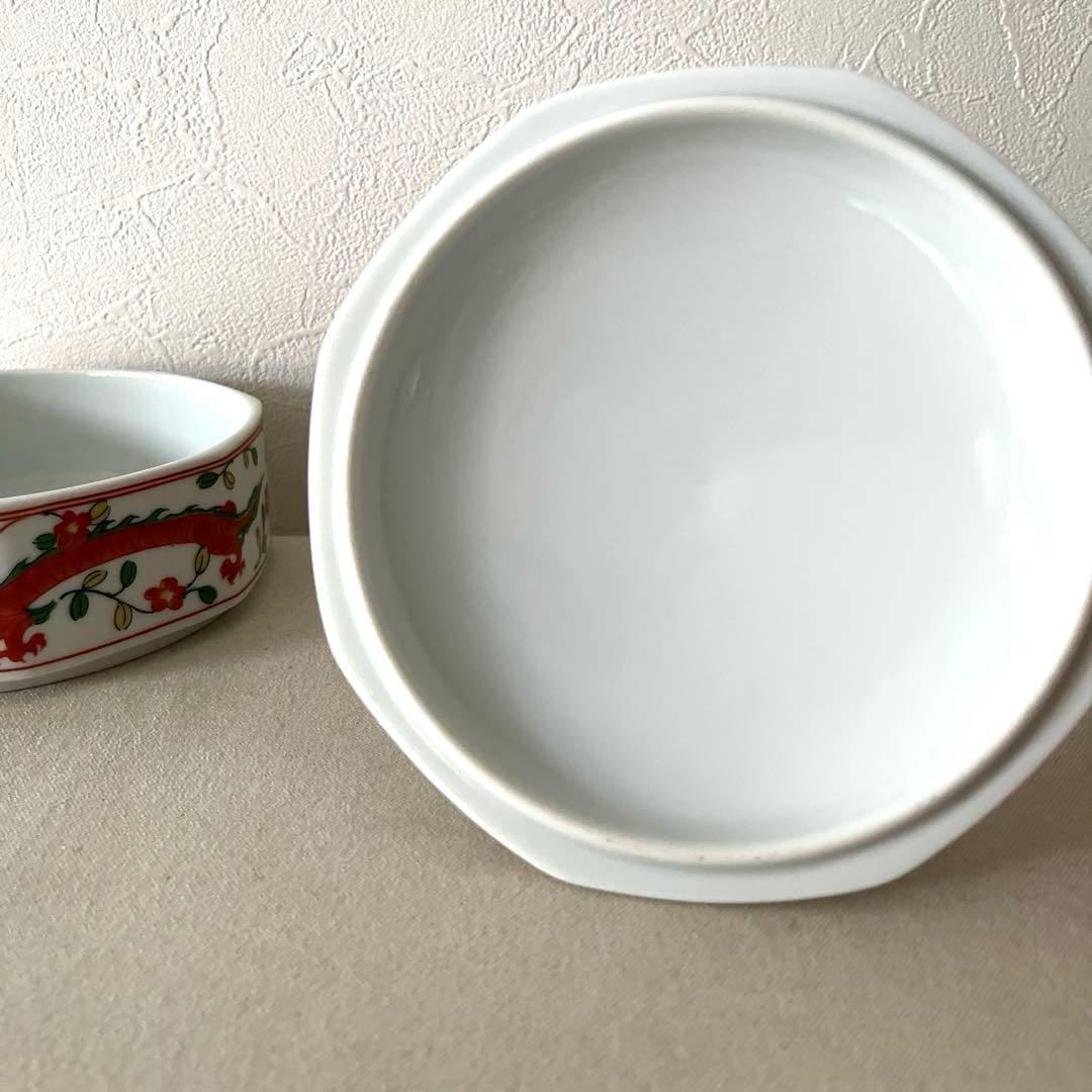 ☆M450 ○たち吉　赤絵　龍柄　蓋付き2段重【未使用】　美しい