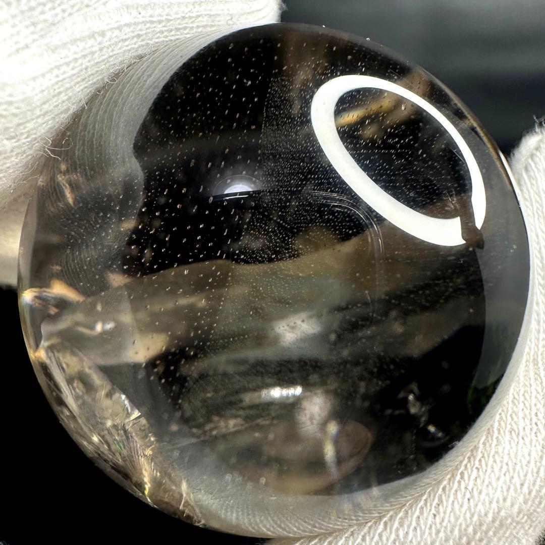 爆アレ❗️レインボー☆魔除 スモーキークォーツ 丸玉☆パワーストーン天然石A742