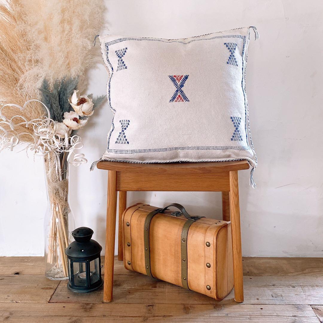 モロッコ製 カクタスシルク サブラ クッションカバー 約45×48cm