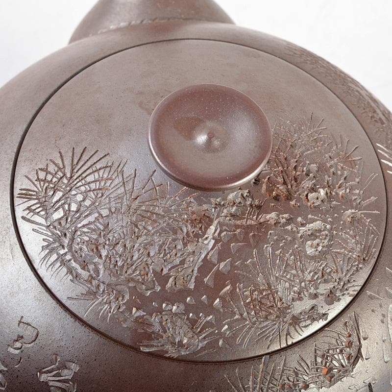 萬古焼　清泉堂　酔月造　紫光刀　花漢詩刻　横手急須　C R5526