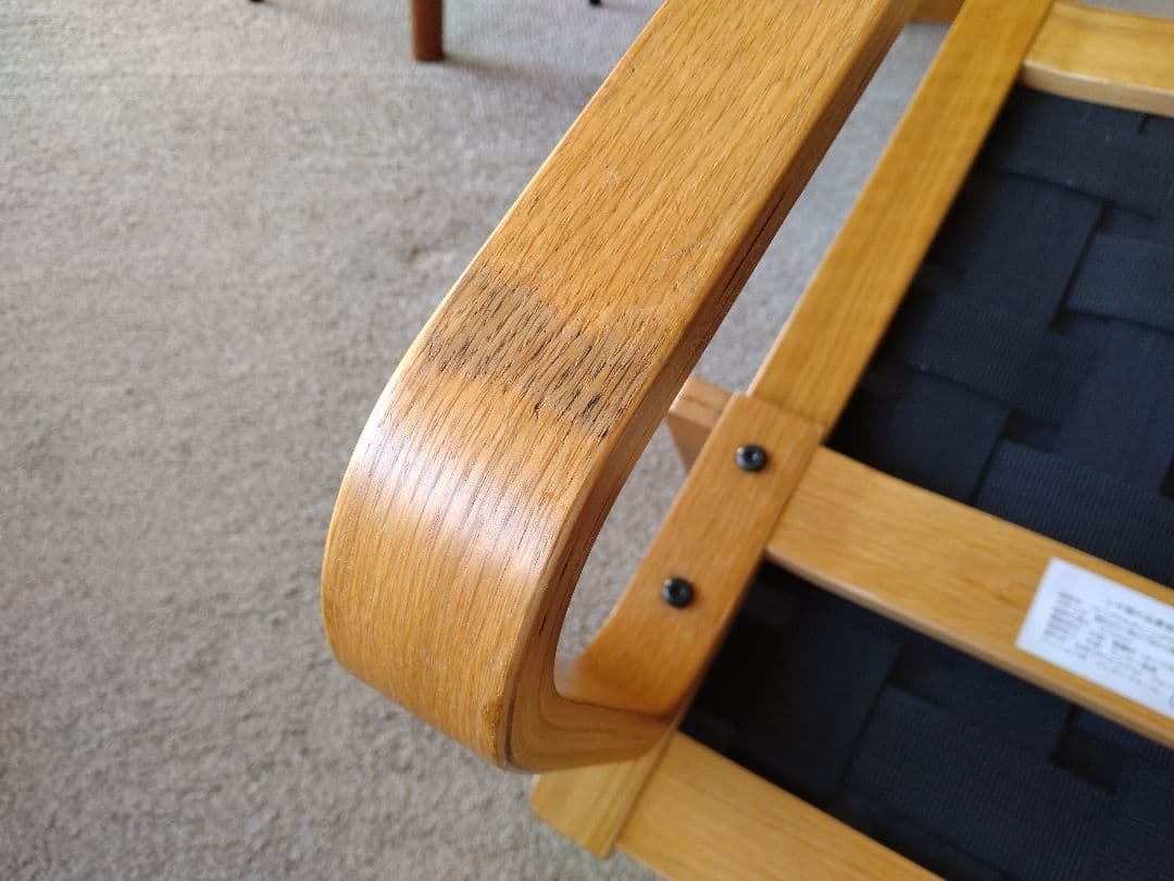 【良品】MUJI無印 ダイニングソファチェアオーク材/リビングでもつかえる茶②