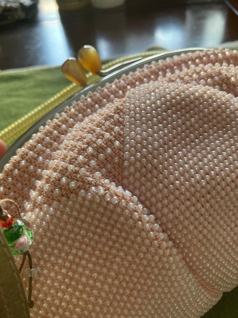 昭和レトロ　総ビーズがま口バックと財布