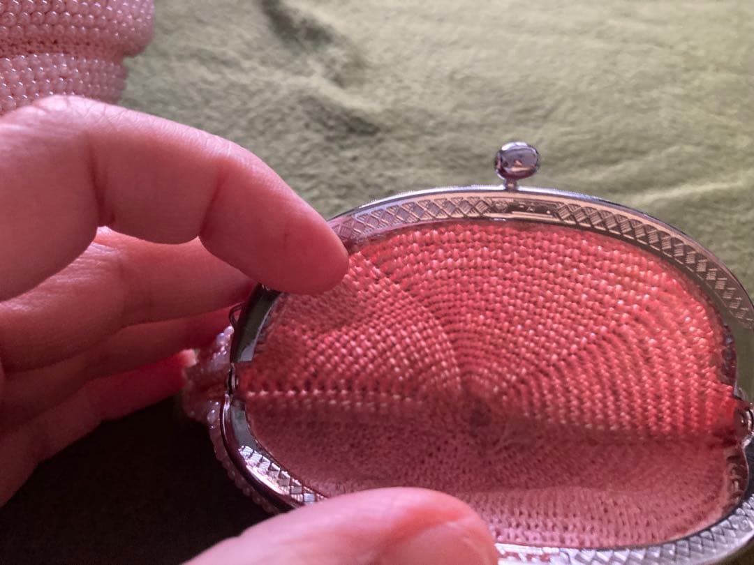 昭和レトロ　総ビーズがま口バックと財布