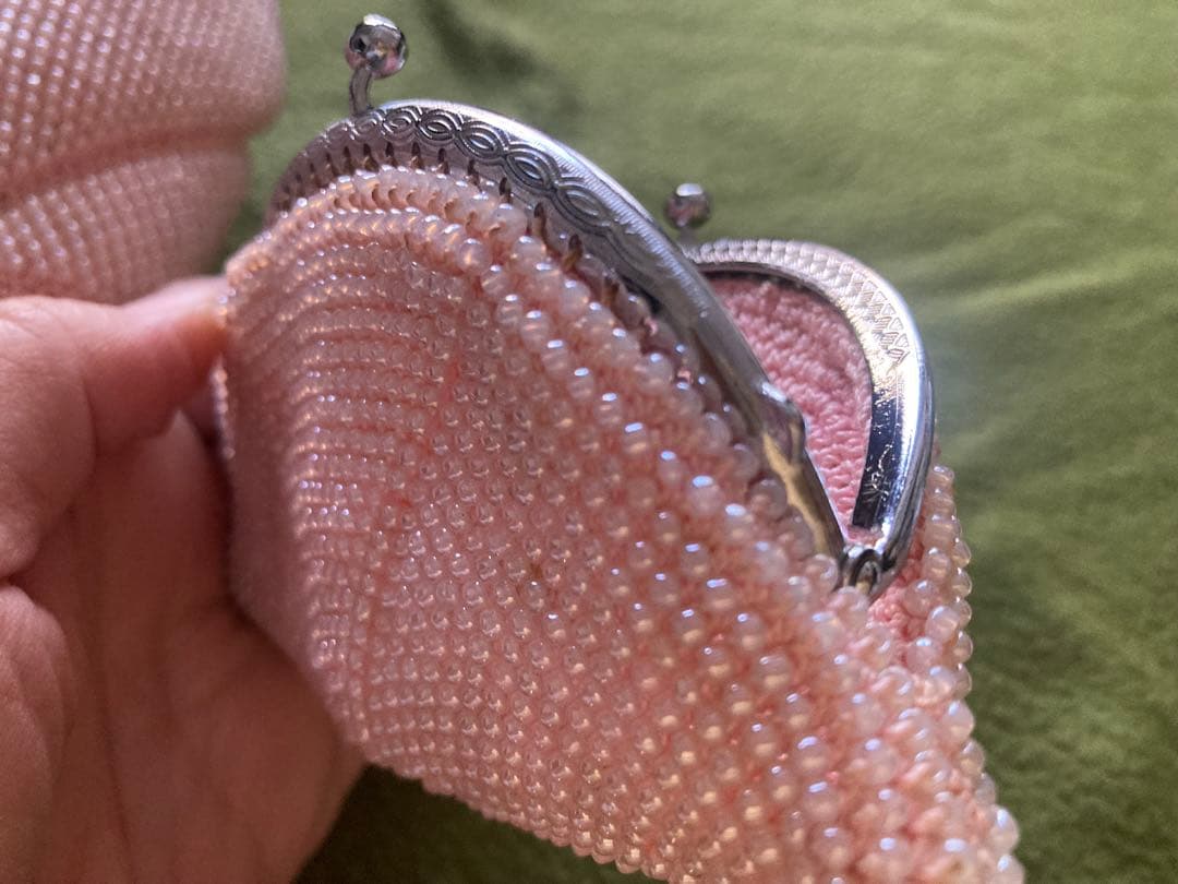 昭和レトロ　総ビーズがま口バックと財布