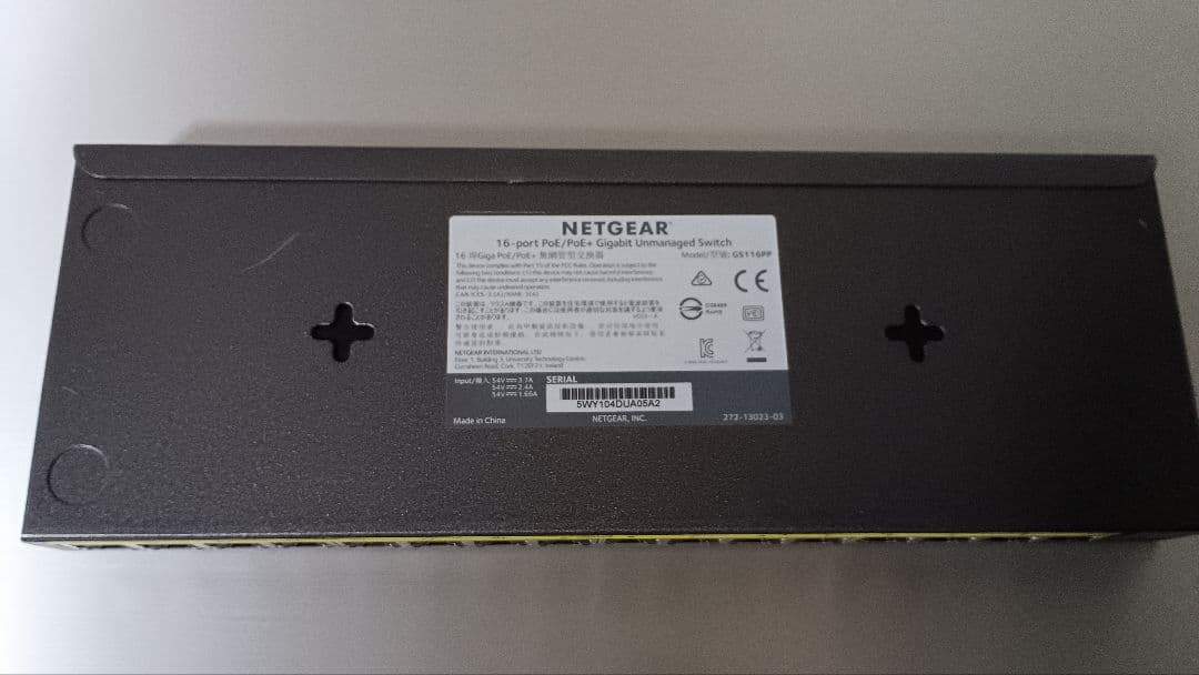 【動作品】NETGEAR GS116PP PoE+ 16ポート スイッチングハブ